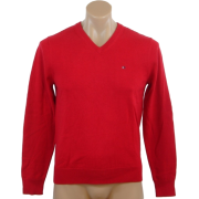Tommy Hilfiger Mens Long Sleeve Pacific V-Neck Pullover Sweater Bright Red - Maglioni - $49.99  ~ 42.94€