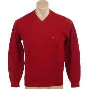 Tommy Hilfiger Mens Long Sleeve Pacific V-Neck Pullover Sweater Red - Swetry - $49.99  ~ 42.94€