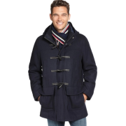 Tommy Hilfiger Mens Navy Blue Wool Toggle Coat Medium M with Hood - Jacket - coats - $149.99 
