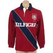 Tommy Hilfiger Mens Regular Fit Long Sleve Sash Rugby Shirt Maroon - Košulje - duge - $59.99  ~ 51.52€