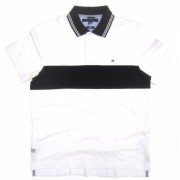 Tommy Hilfiger Middle Stripe Polo Shirt in White, Black (SLIM FIT) - Košulje - kratke - $55.00  ~ 349,39kn