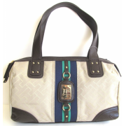 Tommy Hilfiger Satchel Handbag, Beige, Brown Trims - Hand bag - $79.98 