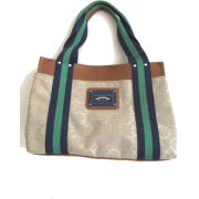 Tommy Hilfiger Small Iconic Satchel Handbag, Beige/ Green, Navy Stripe - Hand bag - $73.00 