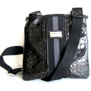 Tommy Hilfiger Small NS Shiny Cross Body Handbag, Black, Gray Stripe - Hand bag - $69.97 