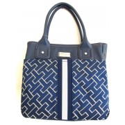 Tommy Hilfiger Small Tommy Tote Handbag, Blue / Ivory Stripe - Hand bag - $76.00 