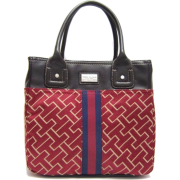 Tommy Hilfiger Small Tommy Tote in Maroon, Navy, Brown (TH HANDBAGS, PURSES, BAGS) - Hand bag - $75.00 