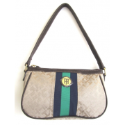 Tommy Hilfiger Small Top Zip Hobo Handbag, Beige Alpaca / Navy & Green Stripe - Hand bag - $59.98 