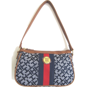 Tommy Hilfiger Small Top Zip Hobo Handbag, Blue Alpaca / Navy & Red Stripe - Hand bag - $59.98 