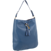 Tommy Hilfiger Tasseled Pebble Flat Bucket Hobo Blue - Hand bag - $178.00 