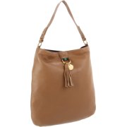 Tommy Hilfiger Tasseled Pebble Flat Bucket Hobo Cafe Au Lait - Hand bag - $178.00 