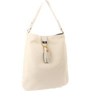 Tommy Hilfiger Tasseled Pebble Flat Bucket Hobo Winter White - Hand bag - $178.00 