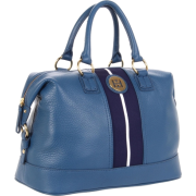 Tommy Hilfiger Th Logo Pebble Leather Bowler Satchel Blue - Borse - $169.66  ~ 145.72€