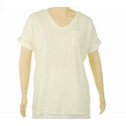 Tommy Hilfiger V-Neck Rolled Sleeve Shirt Off-White - Košulje - kratke - $32.93  ~ 209,19kn