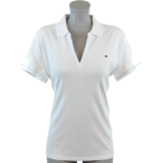 Tommy Hilfiger Women Classic Fit Buttonless Logo Polo Shirt White/Light Blue - Košulje - kratke - $39.99  ~ 254,04kn