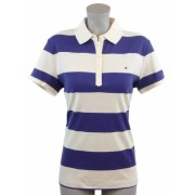 Tommy Hilfiger Women Classic Fit Striped Logo Polo Shirt - XL - Purple/Off White - Košulje - kratke - $39.99  ~ 254,04kn