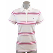 Tommy Hilfiger Women Classic Fit Striped Logo Polo Shirt White/Pink/Purple/Peach - Košulje - kratke - $39.99  ~ 254,04kn