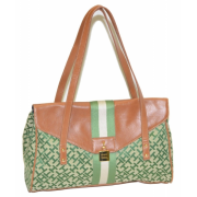 Tommy Hilfiger Women Flap Satchel Bag Green/beige /brown - Hand bag - $79.98 