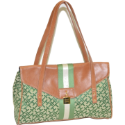 Tommy Hilfiger Women Flap Satchel Bag Green/beige /brown - Hand bag - $79.98 