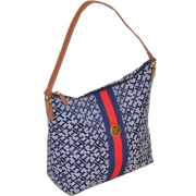 Tommy Hilfiger Women Logo Bucket Tote Handbag Navy/off white/red - Hand bag - $89.98 