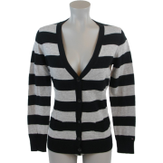 Tommy Hilfiger Women Logo Striped Cardigan Sweater Black/Gray - Cardigan - $44.99 