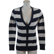 Tommy Hilfiger Women Logo Striped Cardigan Sweater Navy/Gray - Cardigan - $44.99 