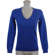 Tommy Hilfiger Women Logo V-Neck Pullover Sweater Royal Blue - Maglioni - $44.99  ~ 38.64€