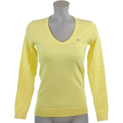Tommy Hilfiger Women Logo V-Neck Pullover Sweater Yellow - Swetry - $44.99  ~ 38.64€