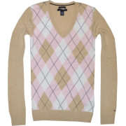 Tommy Hilfiger Women Logo V-Neck Sweater Pullover Cream/light pink/white - Puloveri - $39.98  ~ 253,98kn