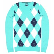 Tommy Hilfiger Women Logo V-Neck Sweater Pullover Green/navy/white - Maglioni - $39.98  ~ 34.34€