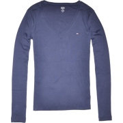 Tommy Hilfiger Women Long Sleeve Logo V-Neck T-Shirt Navy - Košulje - duge - $26.99  ~ 23.18€