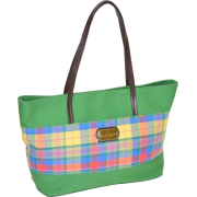 Tommy Hilfiger Women Medium Plaid Shopper Handbag Green/Multi - Hand bag - $46.99 