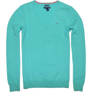 Tommy Hilfiger Women V-neck Logo Pima Cotton Sweater Pullover Mint Green - Puloveri - $39.99  ~ 254,04kn