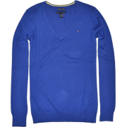 Tommy Hilfiger Women V-neck Logo Pima Cotton Sweater Pullover Royal Blue - Maglioni - $39.99  ~ 34.35€