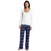 Tommy Hilfiger Women's Flannel Pant Gift Set Snow White/Navy - Pants - $44.93 