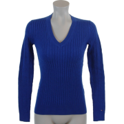 Tommy Hilfiger Womens Cable Knit Cotton Logo Sweater Royal Blue - Maglioni - $44.49  ~ 38.21€
