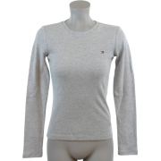 Tommy Hilfiger Womens Crewneck Solid Color Logo T-Shirt Gray - Košulje - duge - $29.99  ~ 25.76€