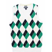 Tommy Hilfiger Womens Pima Cotton Argyle Sweater Vest - White/Navy/Green White/Navy/Green - Vests - $49.99 