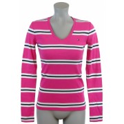 Tommy Hilfiger Womens V-Neck Striped Long Sleeve Logo T-Shirt Pink - Košulje - duge - $29.99  ~ 190,51kn