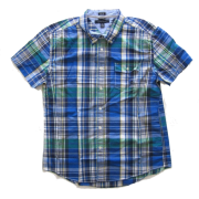 Tommy Hilfiger short sleeve shirt, Trim Fit casual shirt Strong Blue Plaid - Košulje - kratke - $45.00  ~ 285,87kn