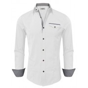 Tom's Ware Mens Casual Inner Contrast Button Down Long Sleeve Shirt - Camisa - curtas - $34.99  ~ 30.05€