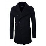 Tom's Ware Mens Slim Fit Unbalanced Single Breasted Button Wool Pea Coat - Chaquetas - $29.99  ~ 25.76€