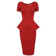 Tom's Ware Women Short Sleeve Zip Up Peplum Midi Dress - sukienki - $18.99  ~ 16.31€