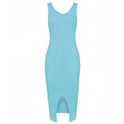Tom's Ware Womens Elegant Front Slit Sleeveless Knit Bodycon Midi Dress - Dresses - $21.99 