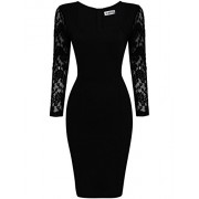 Tom's Ware Womens Stylish Lace Long Sleeve Bodycon Zip Midi Dress - Dresses - $26.99 