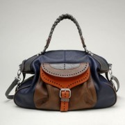 Tosca Buckle Eyelet Style Satchel Handbag Blue - Hand bag - $59.95 