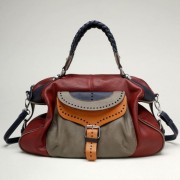 Tosca Buckle Eyelet Style Satchel Handbag Burgundy - Hand bag - $59.95 