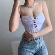 Trendy lace openwork cross lace low-cut sexy inner camisole - Camicie (corte) - $19.99  ~ 17.17€