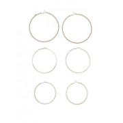 Trio of Textured Large Hoop Earrings - Earrings - $4.99 