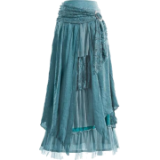 Turquoise Boho Layered Skirt - Suknje - 