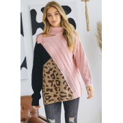 Turtle Neck Color Block Cutout Sweater - Pullovers - $56.65 